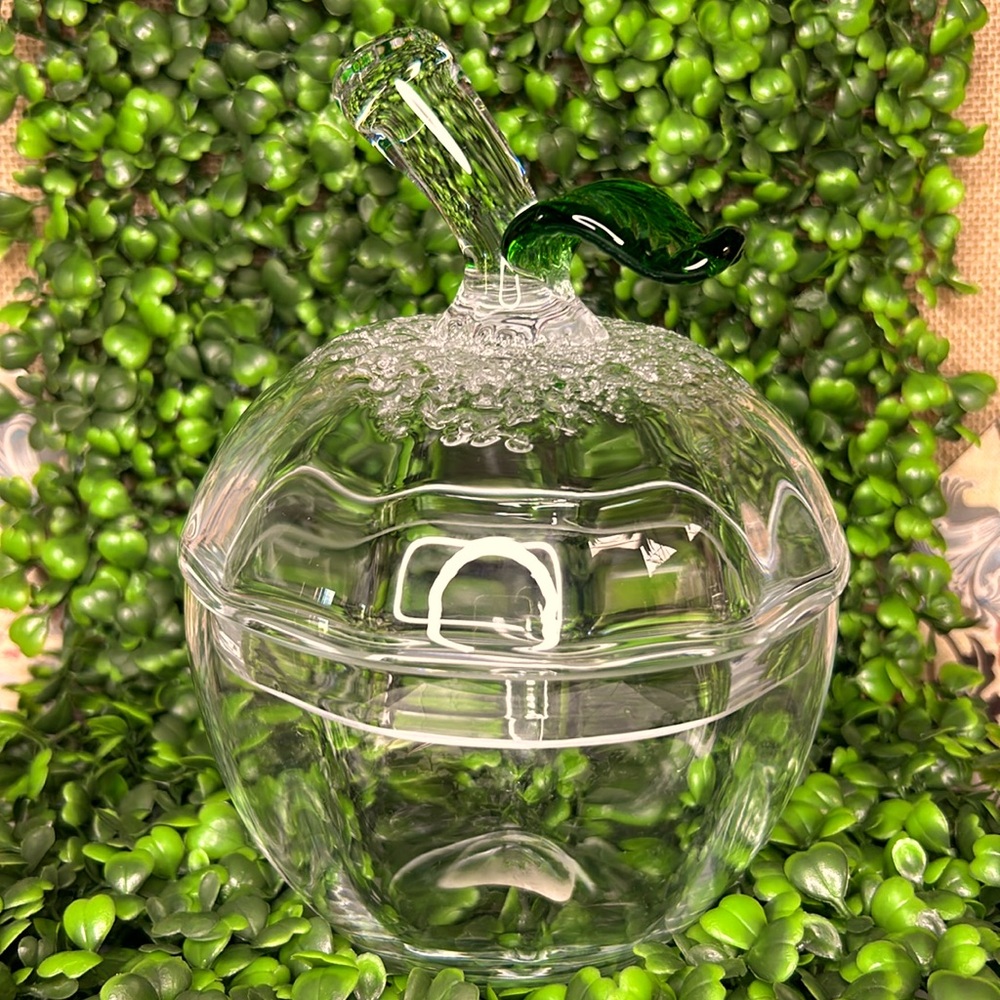 Mikasa Clear Glass Apple Candy Jar
